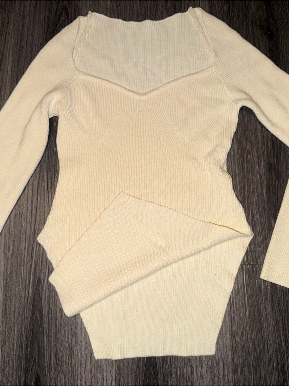Cream Ribbed Long Sleeve Bodysuit - Picture 3 of 4